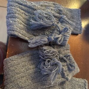 Gray Knit Leg Warmers with Tassels
